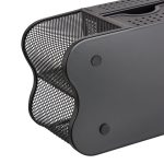 Organizator de birou, 6 compartimente, 1 sertar, metal, negru, 10 x 23,5 x 11,5 cm - imagine 6