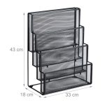 Suport pentru documente, 4 compartimente, 43 x 33 x 18 cm, negru - imagine 4