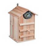 Casuta decorativa din lemn pentru pasari, 38,5 x 25 x 28 cm, maro deschis