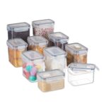 Caserole alimentare cu capace, set 10, 800 ml / 1400 ml / 2000 ml, plastic, Relaxdays