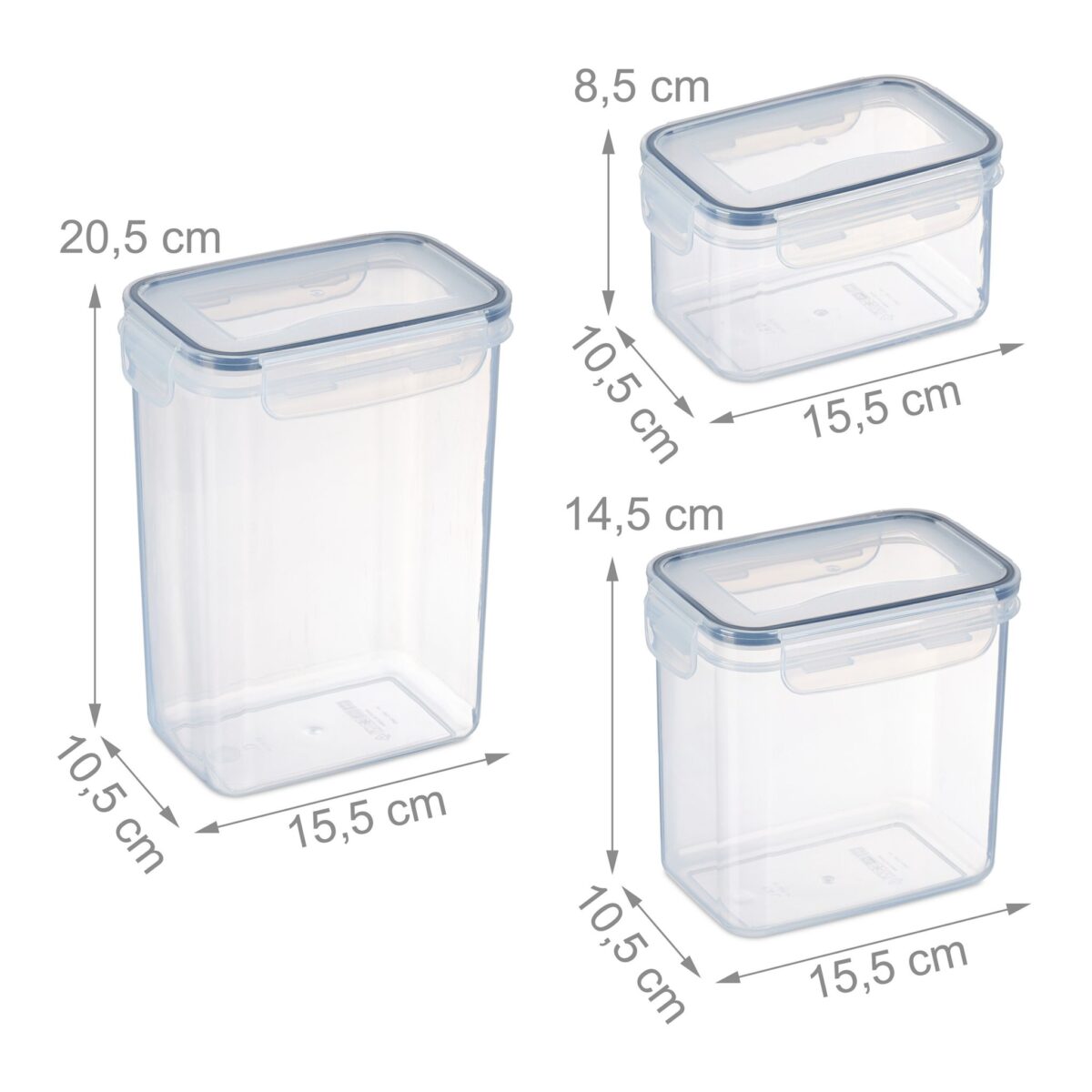 Caserole alimentare cu capace, set 10, 800 ml / 1400 ml / 2000 ml, plastic, Relaxdays - imagine 4