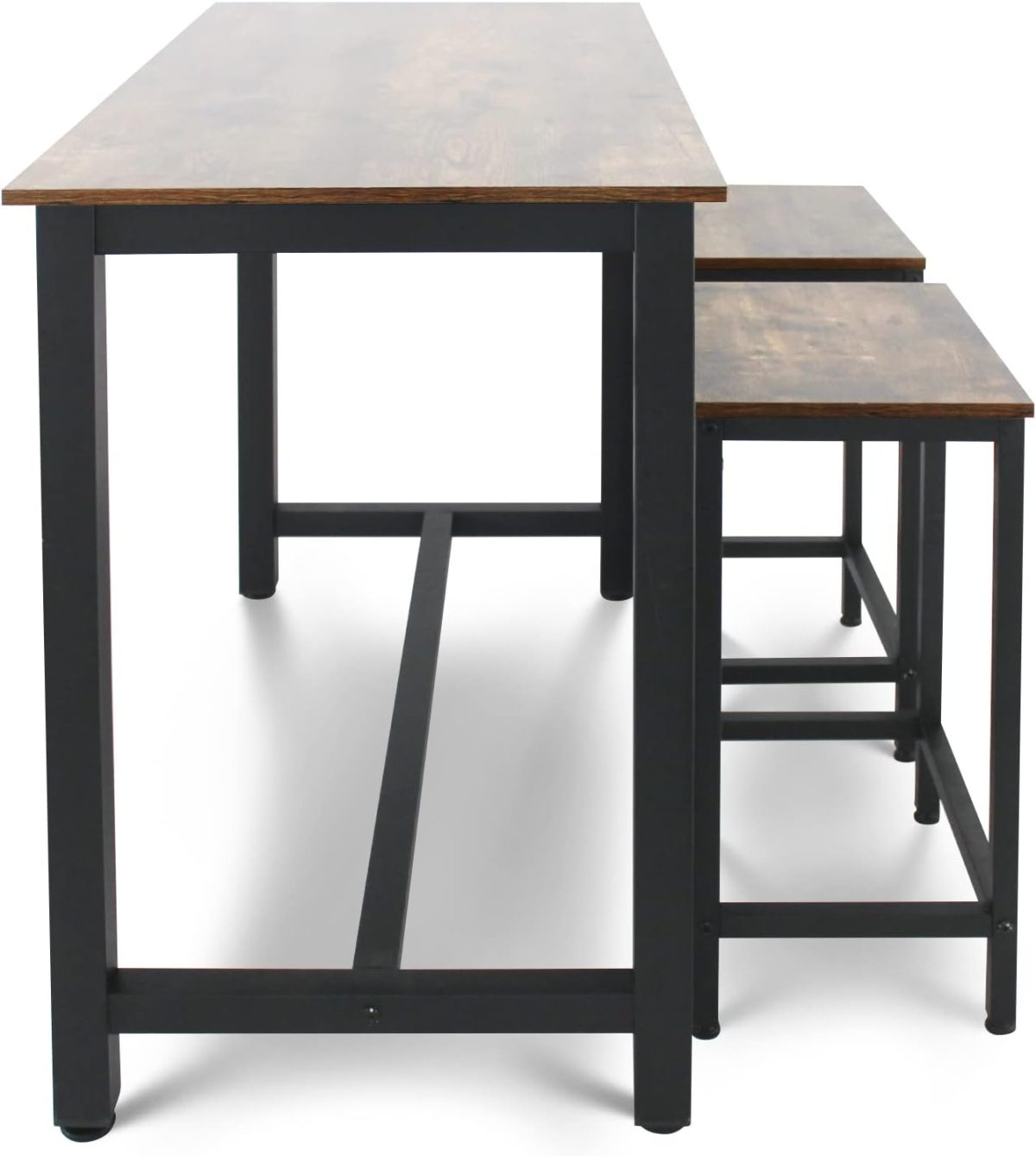 Set Vintage Brown masa si 2 scaune reglabile, din lemn MDF si cadru metalic,120 cm - imagine 9