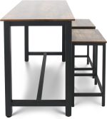 Set Vintage Brown masa si 2 scaune reglabile, din lemn MDF si cadru metalic,120 cm - imagine 9