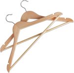 Set umerase din lemn masiv, carlig metalic rotativ, bara pentru pantaloni si design modern, 50 bucati - imagine 2