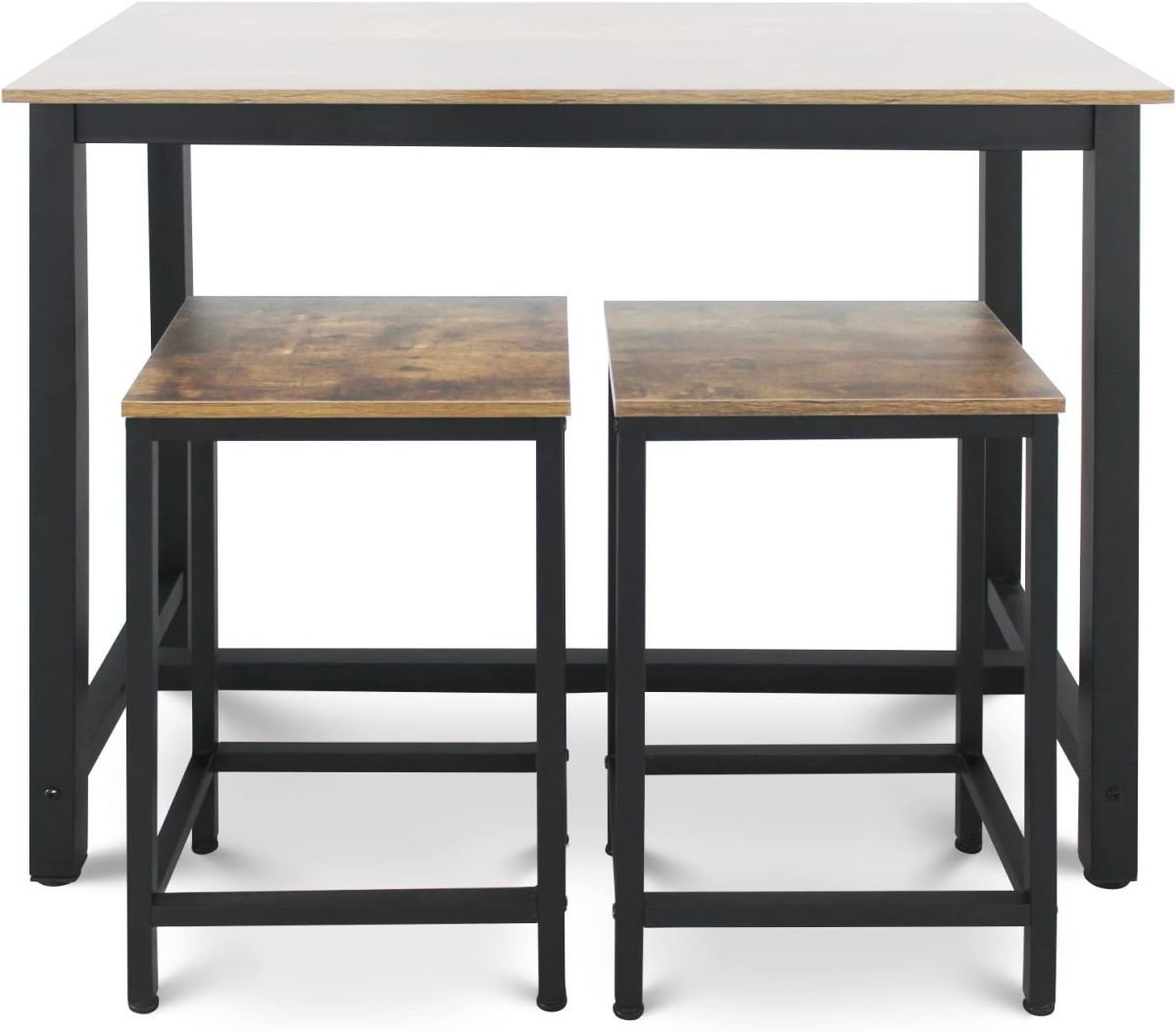 Set Vintage Brown masa si 2 scaune reglabile, din lemn MDF si cadru metalic,120 cm - imagine 3