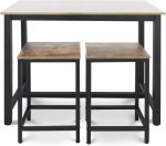 Set Vintage Brown masa si 2 scaune reglabile, din lemn MDF si cadru metalic,120 cm - imagine 3