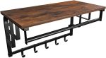 Cuier Vintage, cu polita lemn MDF, sina umerase, 5 carlige, structura metalica, 66.5 x 30 x 32.5 cm