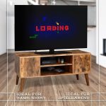 Comoda TV Vintage, cu picioruse, 2 dulapuri, 2 rafturi, pal, 110 x 50 x 40 cm - imagine 8