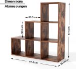 Biblioteca cu 6 cuburi, 97,5 x 29 x 97,5 cm, MDF, maro - imagine 7