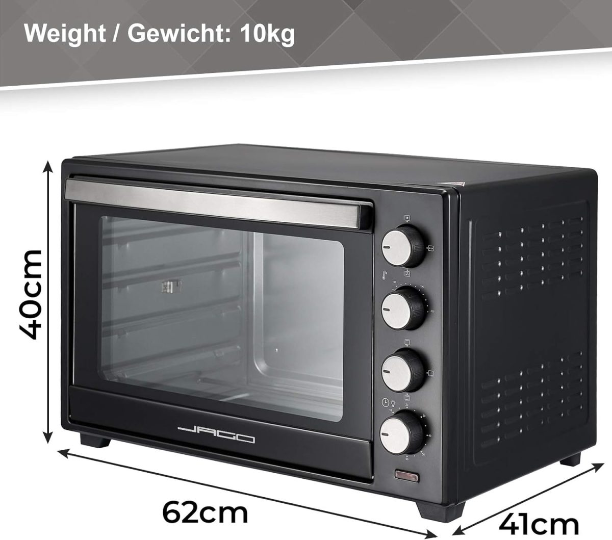 Cuptor electric, Temporizator, Rotisor, 100-230°, 2000W, 60L, 5 tipuri de caldura, negru, 62 x 41 x 40 cm - imagine 5