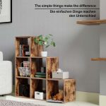 Biblioteca cu 6 cuburi, 97,5 x 29 x 97,5 cm, MDF, maro - imagine 3