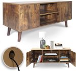Comoda TV Vintage, cu picioruse, 2 dulapuri, 2 rafturi, pal, 110 x 50 x 40 cm