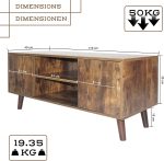 Comoda TV Vintage, cu picioruse, 2 dulapuri, 2 rafturi, pal, 110 x 50 x 40 cm - imagine 3
