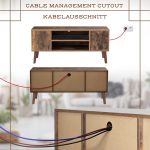Comoda TV Vintage, cu picioruse, 2 dulapuri, 2 rafturi, pal, 110 x 50 x 40 cm - imagine 4