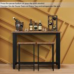 Set Vintage Brown masa si 2 scaune reglabile, din lemn MDF si cadru metalic,120 cm - imagine 4