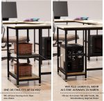 Birou Rustic in forma de L, lemn cu structura metalica, reglabil, 138 x 138 x 76 cm - imagine 3