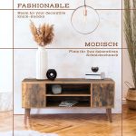 Comoda TV Vintage, cu picioruse, 2 dulapuri, 2 rafturi, pal, 110 x 50 x 40 cm - imagine 5
