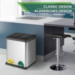 Cos de reciclare, de 16 litri, cu sistem de separare a deseurilor pentru bucatarie, Otel, gri - imagine 5