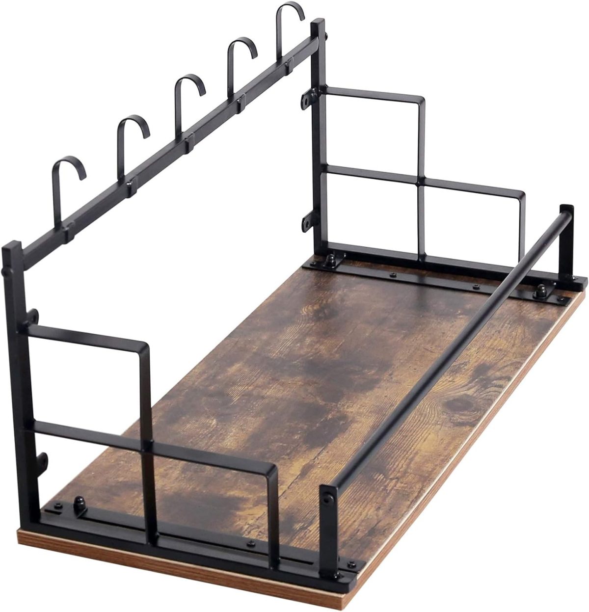 Cuier Vintage, cu polita lemn MDF, sina umerase, 5 carlige, structura metalica, 66.5 x 30 x 32.5 cm - imagine 7