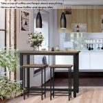 Set Vintage Brown masa si 2 scaune reglabile, din lemn MDF si cadru metalic,120 cm - imagine 5