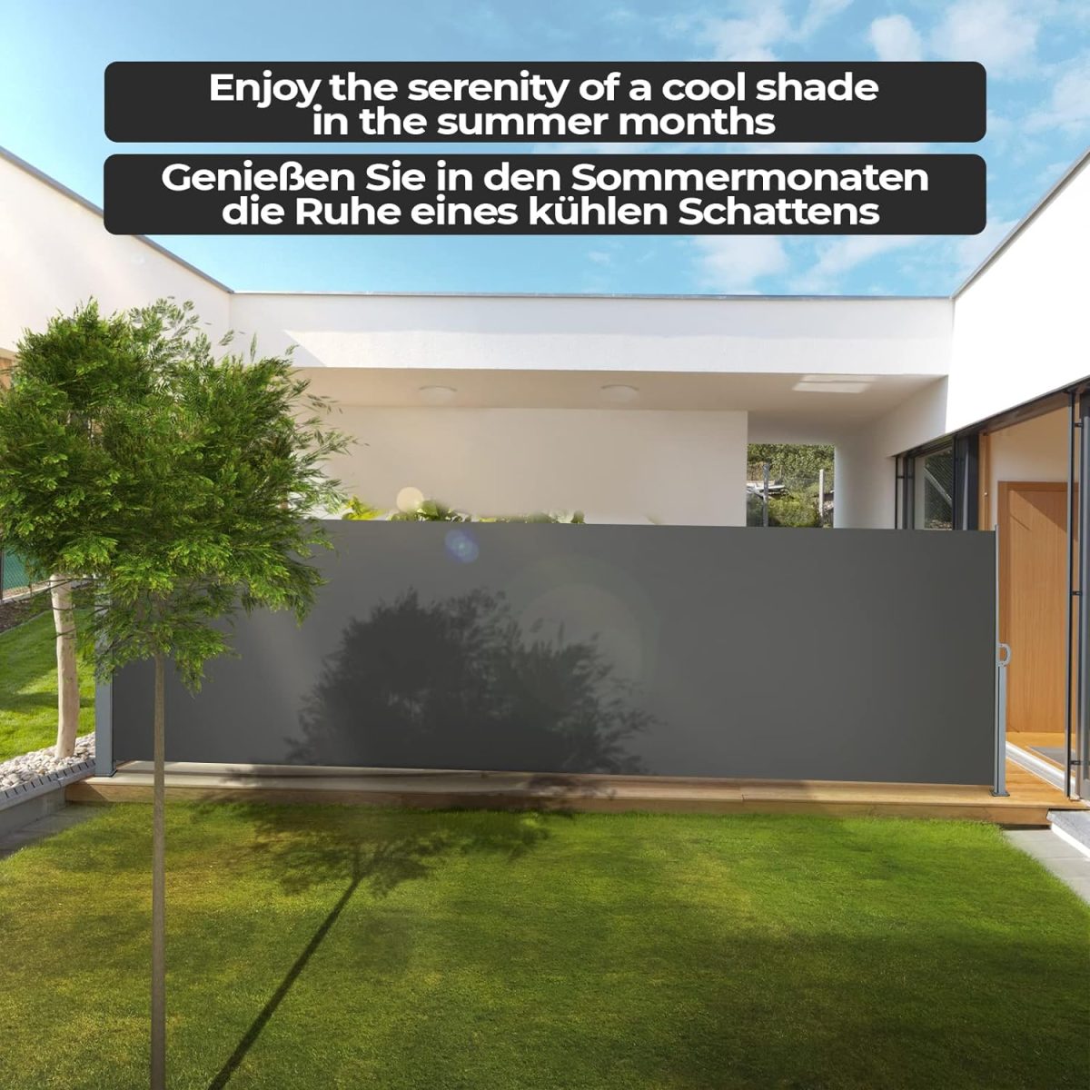 Copertina laterala, pentru balcon/gradina/terasa, protectie UV 50, rezistenta la intemperii, 160x300 cm, gri - imagine 7