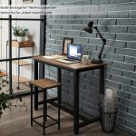 Set Vintage Brown masa si 2 scaune reglabile, din lemn MDF si cadru metalic,120 cm - imagine 7