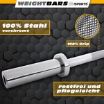 Bara dreapta haltere, lungime 180 cm, 30 mm, argintiu - imagine 4