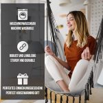 Scaun suspendat tip leagan/balansoar, interior/exterior, capacitate 150 kg, pliabil, suport bautura, buzunar interior, rotativ 360°, gri - imagine 9