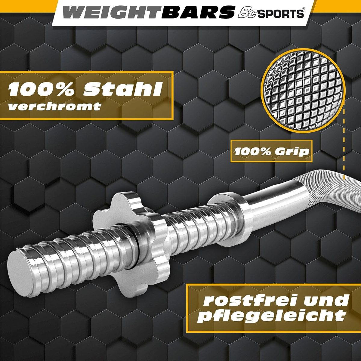 Bara bicepsi, SZ, 120 cm/30 mm, argintiu - imagine 6