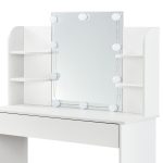 Masa de toaleta pentru machiaj "Alina", cu sertar si rafturi, alba, cu oglinda si LED-uri, 108 x 40 cm - imagine 5