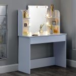 Masa de toaleta pentru machiaj "Alina", cu sertar si rafturi, alba, cu oglinda si LED-uri, 108 x 40 cm - imagine 3