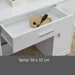Masa de toaleta pentru machiaj "Christine", cu sertar, rafturi si dulap, alba, cu oglinda si LED-uri, 90 x 38 x 137 cm - imagine 7