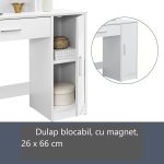 Masa de toaleta pentru machiaj "Christine", cu sertar, rafturi si dulap, alba, cu oglinda si LED-uri, 90 x 38 x 137 cm - imagine 6