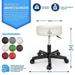 Scaun taburet TRESKO® pentru cosmetica/cabinet medical/laborator, rotire la 360°, inaltime reglabila intre 47 - 60 cm, piele ecologica, crem - imagine 7