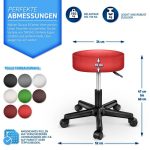 Scaun taburet TRESKO® pentru cosmetica/cabinet medical/laborator, rotire la 360°, inaltime reglabila intre 47 - 60 cm, piele ecologica, rosu - imagine 7