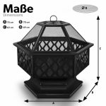 Semineu exterior pentru gradina/gratar, protectie impotriva scanteilor, capac, perie, poker, cleste, husa protectie, 70 x 70 x 63 cm - imagine 5
