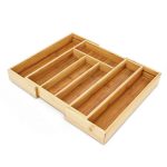 Suport organizare tacamuri, din bambus, Relaxdays, 7 compartimente, 5 x 29 x 34 cm