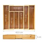 Suport organizare tacamuri, din bambus, Relaxdays, 7 compartimente, 5 x 29 x 34 cm - imagine 3