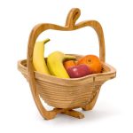 Cos pliabil pentru fructe, Relaxdays, din bambus, 30 x 27 x 22.5 cm