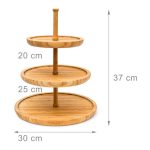 Platou pentru prajituri/fructe, 3 nivele, din bambus, diametru 30 cm, 25 cm, 20 cm - imagine 4