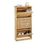 Dulap pentru pantofi cu 3 usi rabatabile, Relaxdays, lemn de nuc, 104,3 x 55 x 20,2 cm