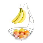 Cos pentru fructe cu suport pentru banane sau struguri, Relaxdays, din metal, 42 x 29.5 x 32 cm