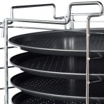 Set 4 tavi de copt pizza, cu suport, negru/argintiu, 32 x 32 x 20 cm - imagine 7