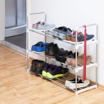 Pantofar cu 3 rafturi, capacitate 12 perechi pantofi, Relaxdays, otel/plastic, argintiu/alb - imagine 3