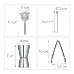 Set cocktail, 5 piese, inox, Relaxdays - imagine 5