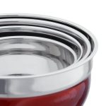 Set 4 boluri cu capac, Relaxdays, din inox, rosu - imagine 5
