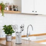 Set 4 ustensile de bucatarie cu suport din inox, argintiu, Relaxdays - imagine 2