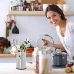 Set 4 ustensile de bucatarie cu suport din inox, argintiu, Relaxdays - imagine 3