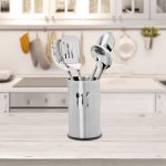 Set 4 ustensile de bucatarie cu suport din inox, argintiu, Relaxdays - imagine 5