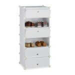 Pantofar tip dulap, 6 compartimente, plastic/metal, alb, 107 x 49 x 37 cm,